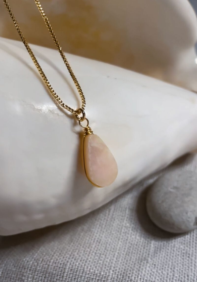 pink opal pendant in a necklace quartz